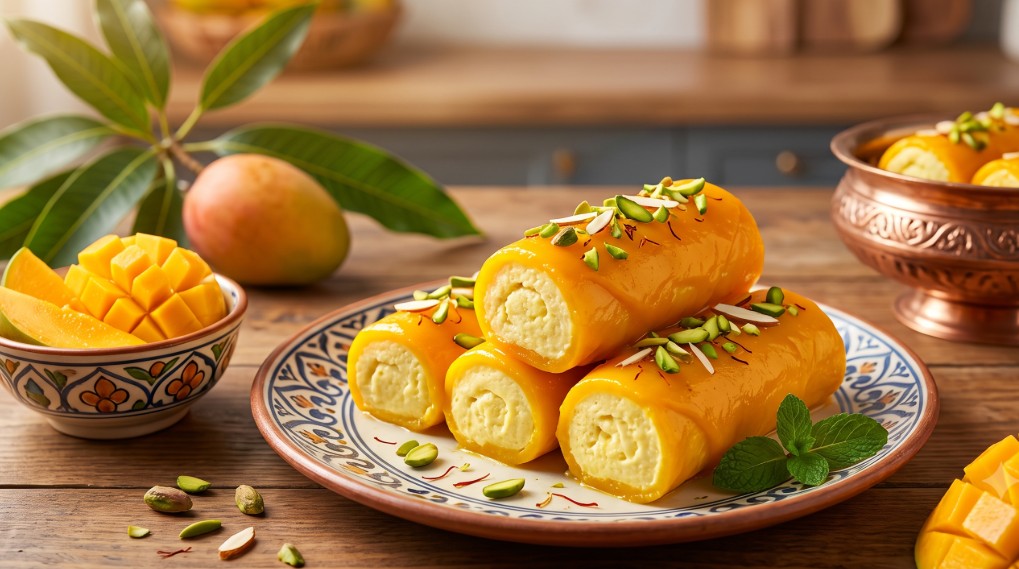 ম্যাঙ্গো সন্দেশ রোলস (Mango Sandesh Rolls)