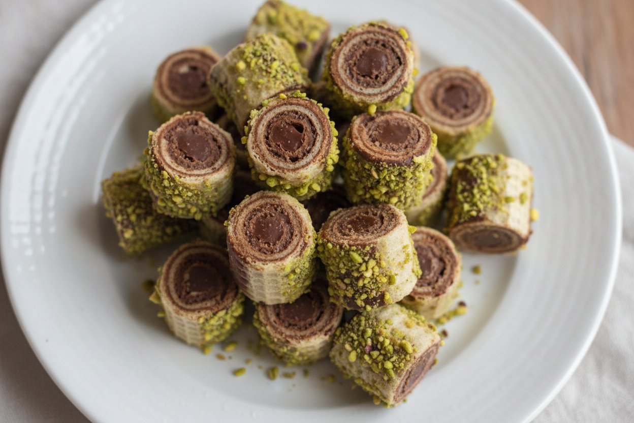 Crispy Chocolate Wafer Rolls with Cardamom