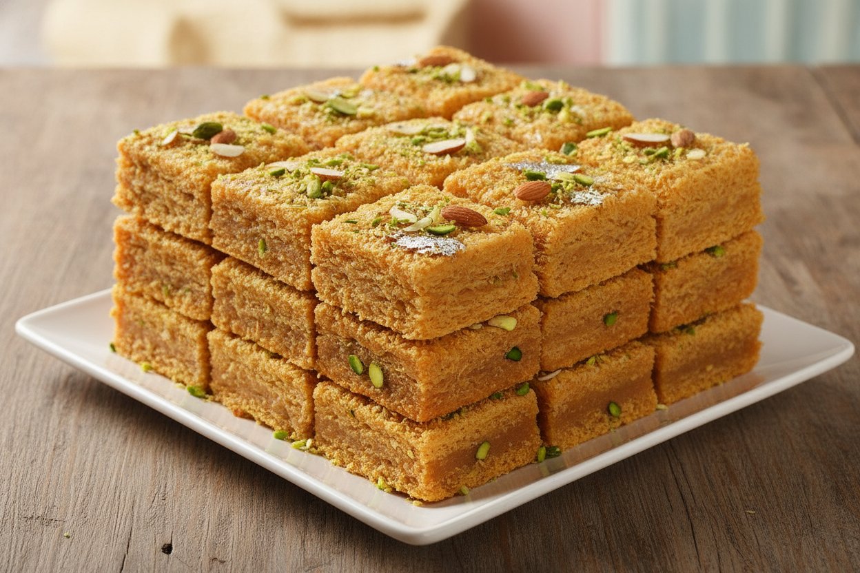 घरी बनवलेली सोहन पापडी