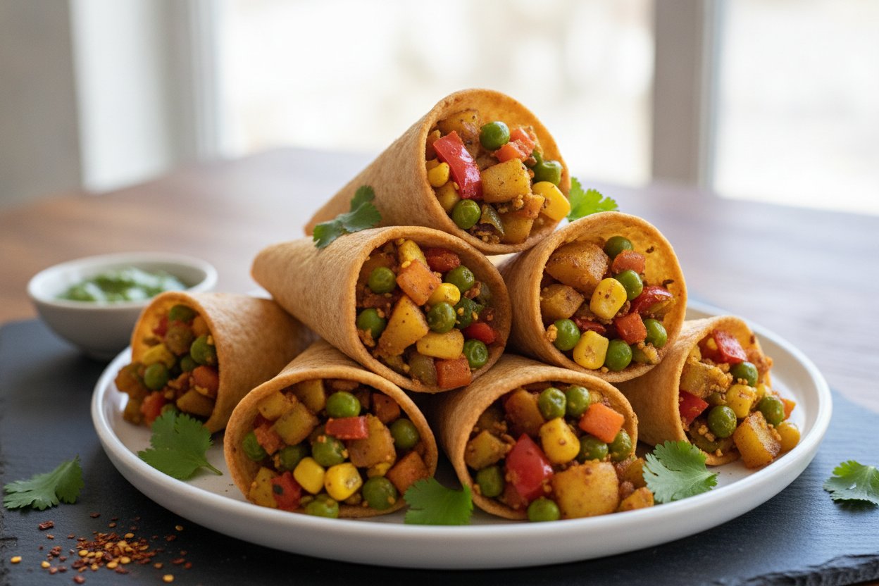 Spiced Vegetable Tortilla Cones